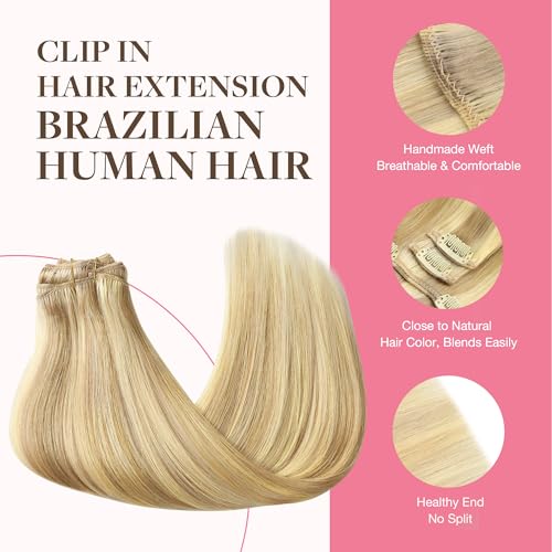 GOO GOO Clip in Hair Extensions Real Human Hair, Dirty Blonde by GOO GOO - Image 3