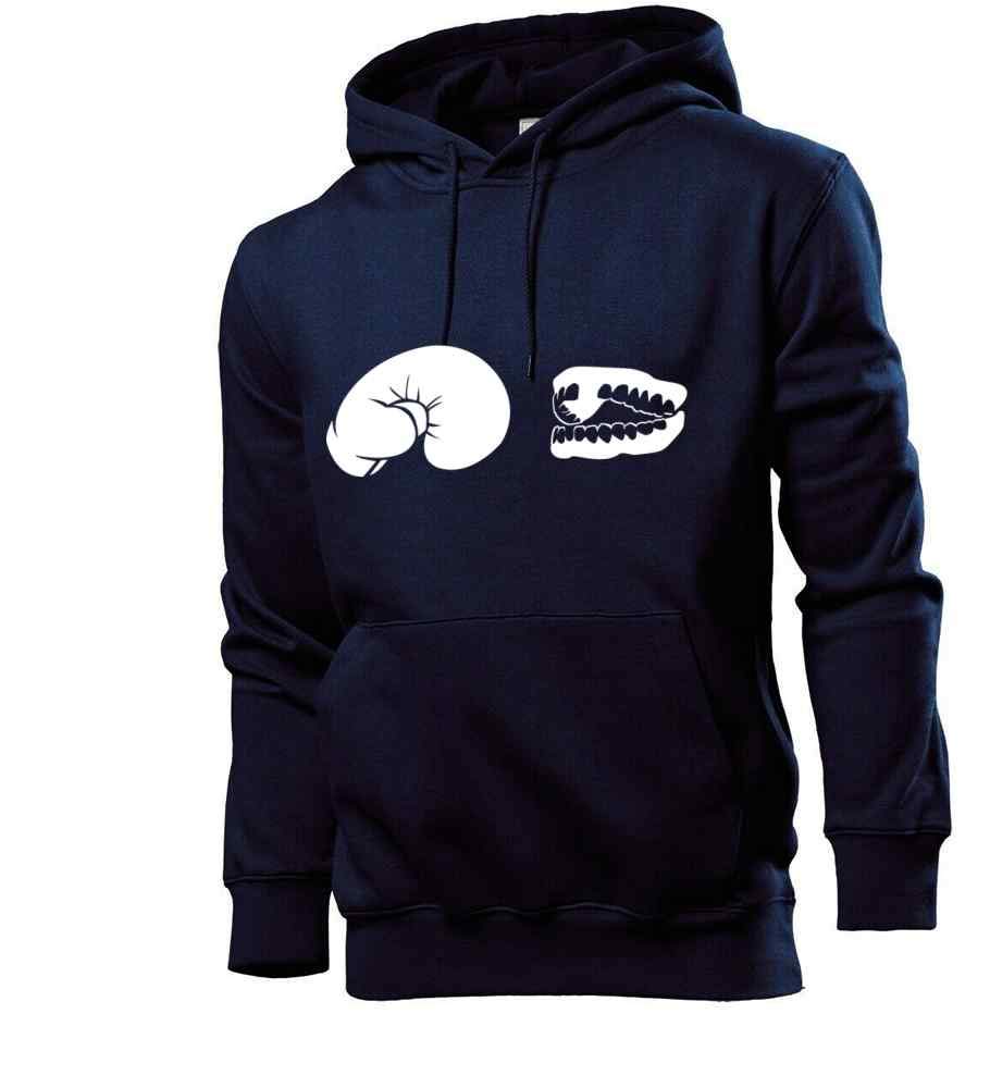 Felpa da uomo con cappuccio e guantoni da boxe. blu navy XXXL