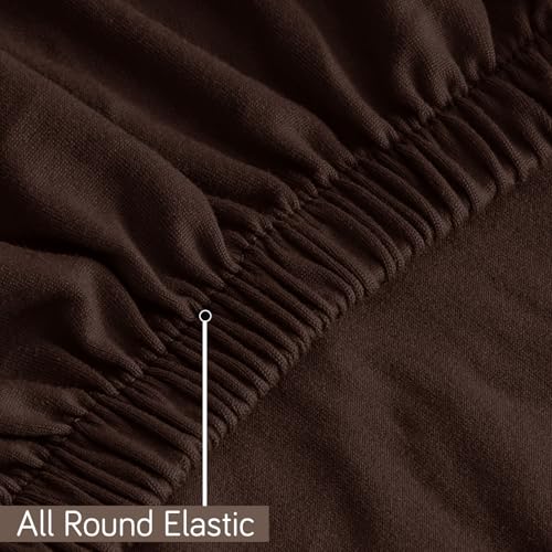 Image of HOKIPO 'SereneSolids' 140 GSM Office Chair Cover for Task Chair - Stretchable Fabric, Washable & Anti-Slip - Fits Small Office Chairs Without Headrest, Coffee (AR-5224-CFE)