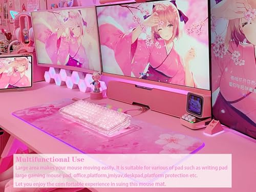 JMIYAV RGB Cherry Blossom Gaming Mouse Pad Pink