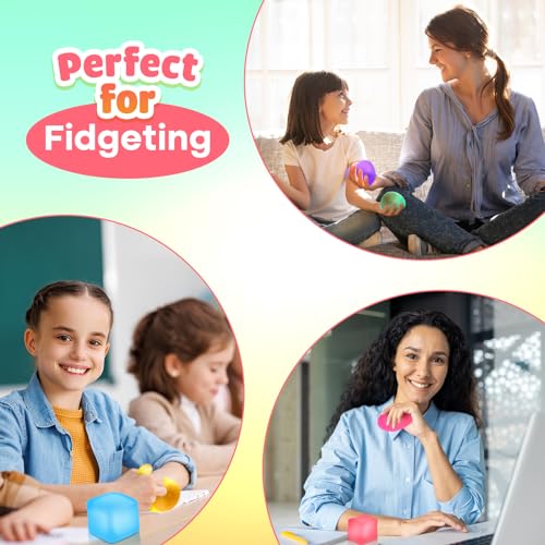 Fidget Toy Stress Cube 6 Pack - Squishy Fidget Toys for Relaxation, High Density Gel Filled, Fidgets for Classroom, Sensory Calming Toys for Kids Adults Children Teens - Thumbnail 5