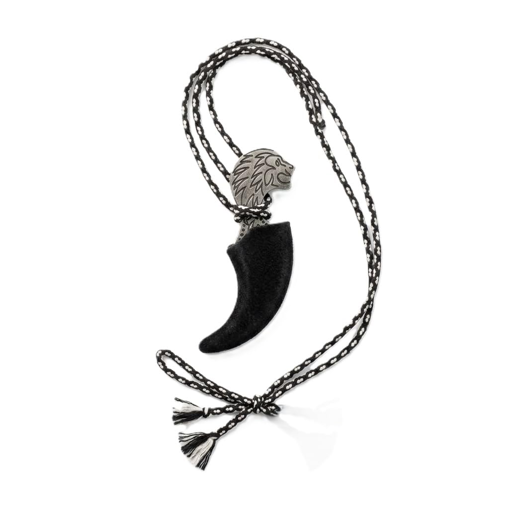 Lion Face Mini Locket Pendant Black Charm Braided Cord Necklace-image-4