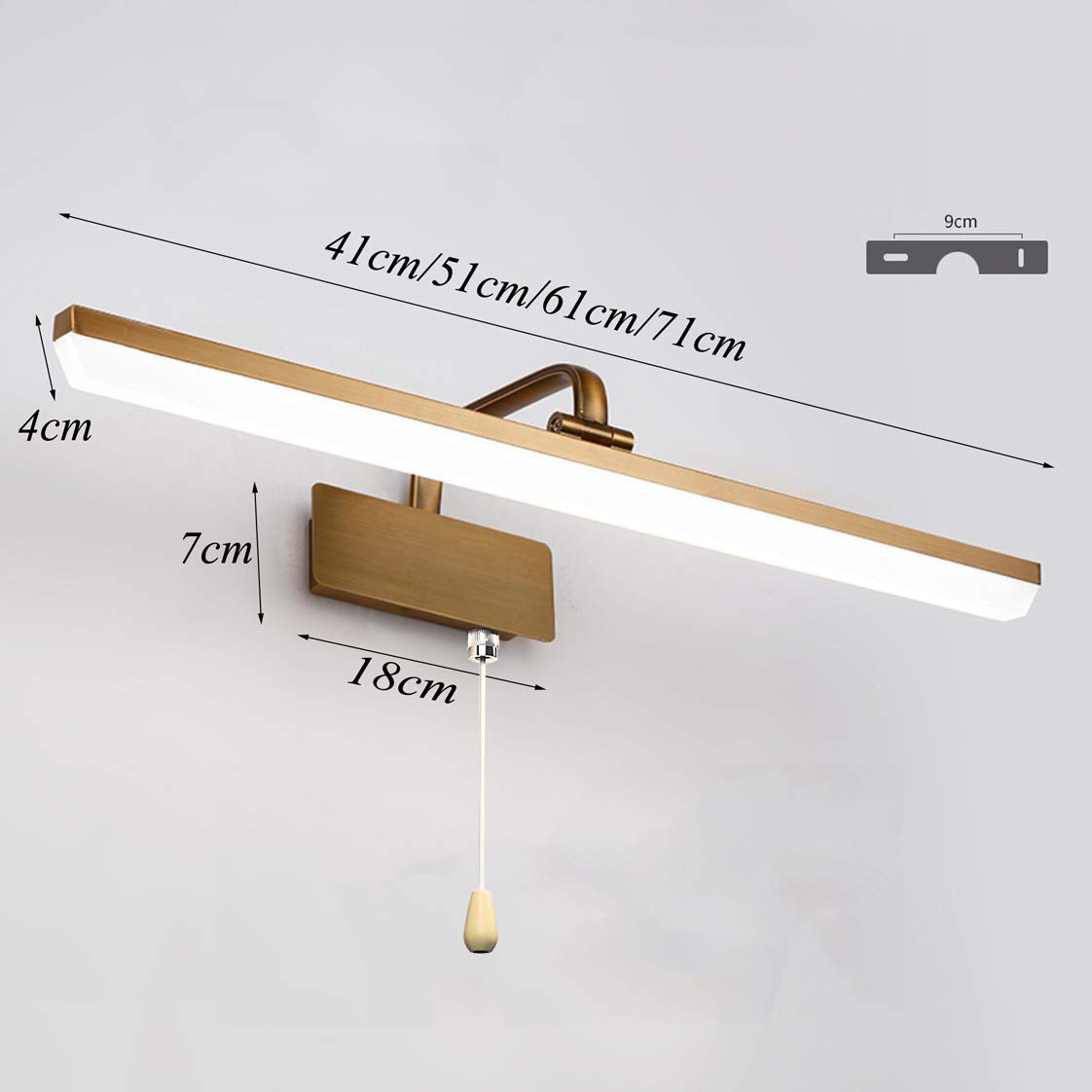 Luce specchio bagno, Lampade parete LED con interruttore, Luci specchio LED vintage Dimmerabili su apparecchi illuminazione specchi impermeabili Luce il trucco Luce anteriore specchio