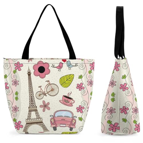 Sac de shopping tour voiture oiseau grand cabas femme pour voyage et weekend