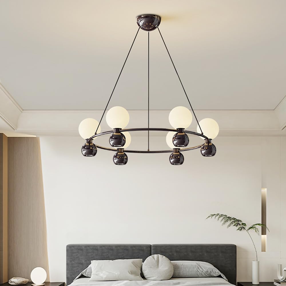 Lustre moderne 6-8 lumières chrome noir suspension mid-century