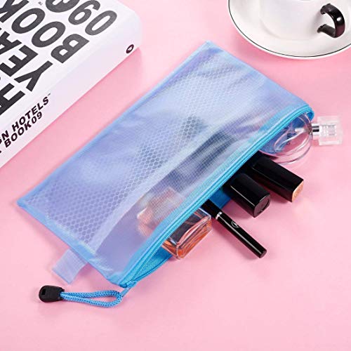 Image of DIY Crafts Pencil Pouch Zipper File Bags Waterproof Plastic Double Layer for Pen Bag Cosmetics Supplies Travel Acces
