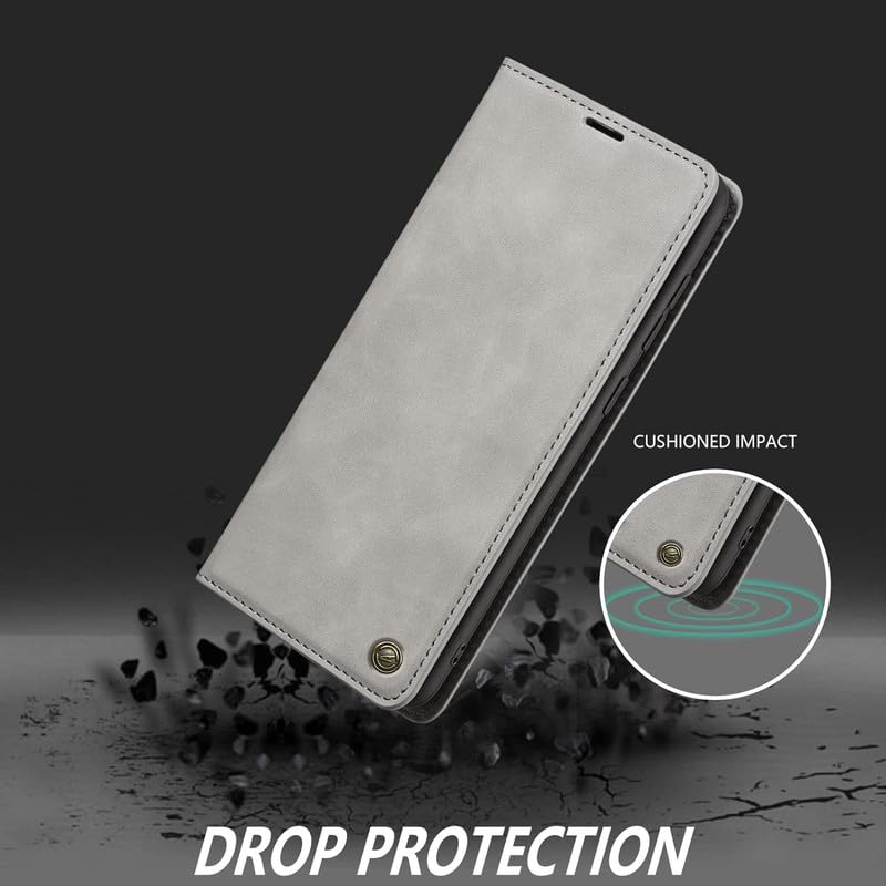 Image of ClickCase for Samsung Galaxy S24 FE 5G Sheepskin Series Faux Leather Wallet Flip Case with Video Stand & Magnetic Closure Lightweight Flip Cover for Samsung Galaxy S24 FE 5G (Grey)