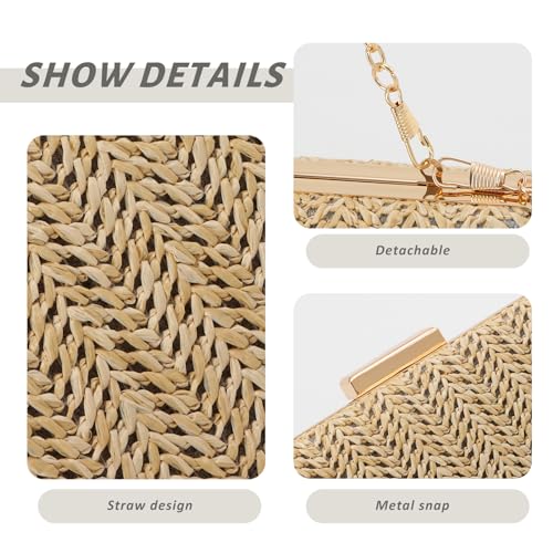 Image of GOKTOW Straw Clutch Purse Raffia Rattan Summer Woven Beach Handbags for Women Vacation Travel 2024