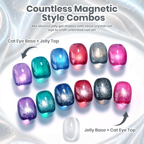 Image of Beetles Silver Cat Eye Gel Nail Polish, Diamond Dust 15ml Magnetic Gel