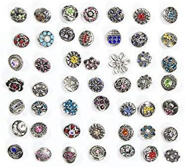 ALLinONE 100pcs 12mm Mixed Rhinestone Snap Button Jewelry Charms for DIY Craft - Image 3