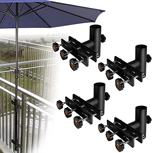 Vinazone Adjustable Deck Umbrella Mount - Clamp On Deck Rail Or Fence, Outdoor Universal Patio Umbrella Holder To Holding The Patio Umbrella (Set Of 2- Black) #TOP11