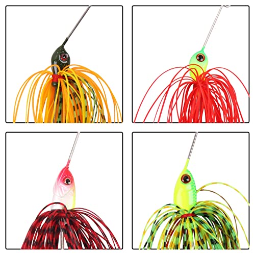 Fishing Lures Spinnerbait, 6Pcs Bass Trout Salmon Walleye Hard Metal Spinner Baits Kit Jig Hooks Lures For Freshwater Saltwater Fishing #TOP4