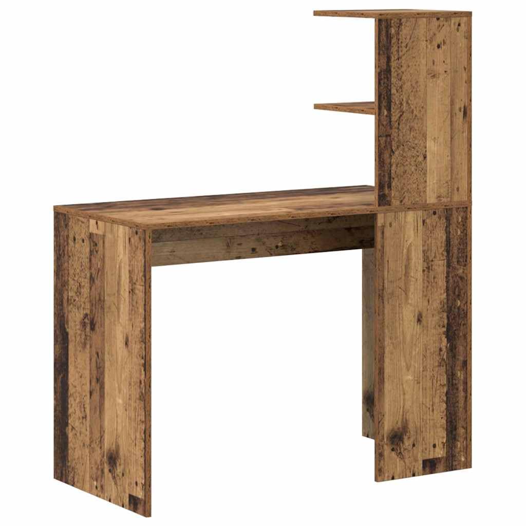 Generisch Schreibtisch mit Regal Altholz 102 x 50 x 124 cm Holzwerkstoff,Möbel,Büromöbel,Schreibtische-869360