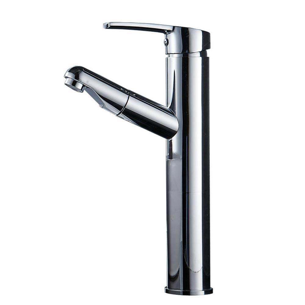 Robinet de lavabo surélevé chaud et froid avec mitigeur de cuisine extractible télescopique