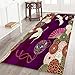 PATINISA Alfombra Larga Decorativa de Lujo Marrón Kimono Grullas Balonmano Abanico de Mano y crisantemos Patrón Tradicional japonés Pájaro Colorido alfombras Extra Suaves y cómodas para Dormitorio