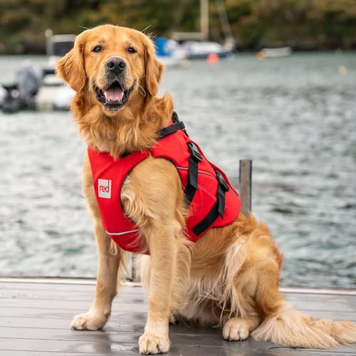 Red Original Dog Buoyancy Aid, PFD, Life Jacket - Adjustable, Reflective with Grab Handles & Dog Lead Attachment (Red, Medium)