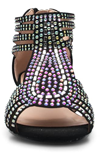 Image of Olivia K Girl's Cute Adorable Strappy Glitter Open Toe Heel Sandals - Adjustable buckle