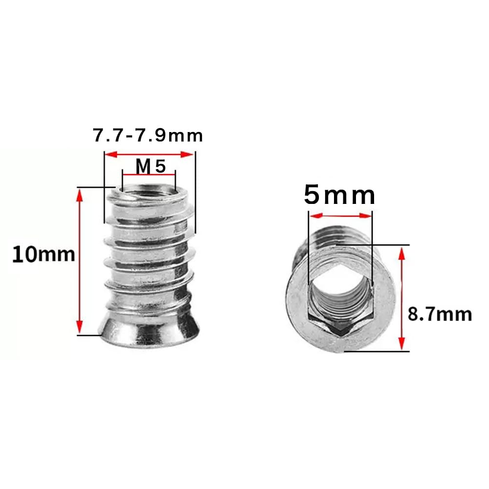 30 PCS M5 boccole filettate per Legno Viti de Acero al carbono Hexagonal de accionamiento de tuercas de inserción roscadas para bussole per Legno Inserto Filettato Esagonale