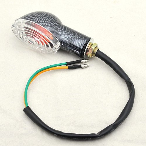 Rhegene Motorcycle Scooter Pair Left & Right Front Tail 12V Turn Turning Signal Indicator Light Lamp Carbon Fiber Shell Screws Size:10 mm