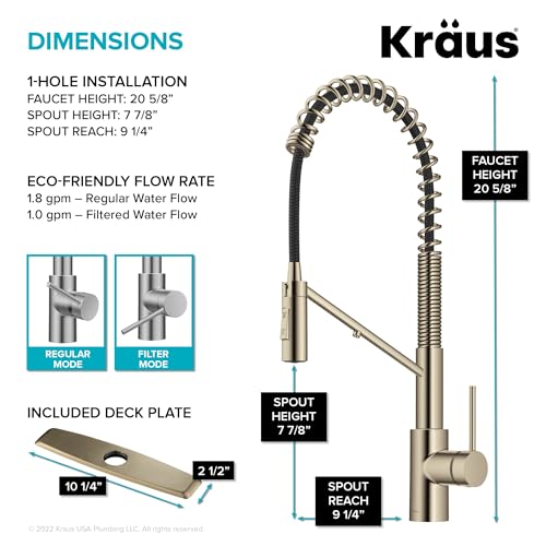 Image of KRAUS Oletto 2-in-1 Commercial Style Pull-Down Single Handle Water Filter Kitchen Faucet for Reverse Osmosis or Water Filtration System in Spot-Free Antique Champagne Bronze, KFF-2631SFACB