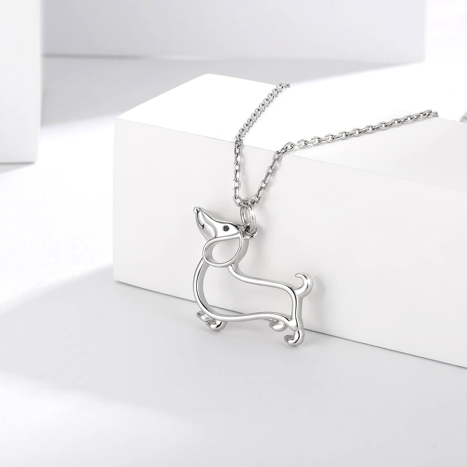 Dachshund Necklace 925 Sterling Silver-Cute Weiner Dog Pendant Necklace for Young Ones-Puppy Jewelry Gifts for Women Dog Lovers - Image 6