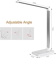 Vista 3 de White crown Lámpara de escritorio LED regulable, lámpara de lectura con puerto de carga USB, 5 modos de iluminación, control sensible, temporizador