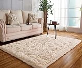 Achiiso Kleine Flauschige Teppiche, waschbar, Lange Plüschteppiche, Schlafzimmer, weicher Flor, Teppiche, Schlafzimmer, Heimdekoration (Beige, 60 x 120 cm)