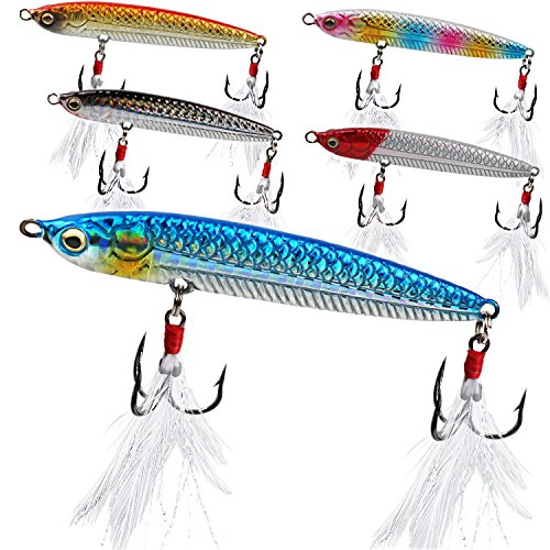 Sougayilang Fishing Jigging Lures 3/2oz Blade for Saltwater Freshwater Deep Water Sinking Hard