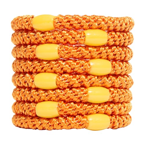 Image of L. Erickson Hair Ties for Thick Hair, Grab & Go Ponytail Holders, 8 Pack, Orange, Thick No-Crease Bands with Strong Hold, Damage-Free Design, Bold Citrus Pop