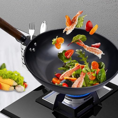 Wok de hierro fino de 13.4 pulgadas con tapa miniatura 4