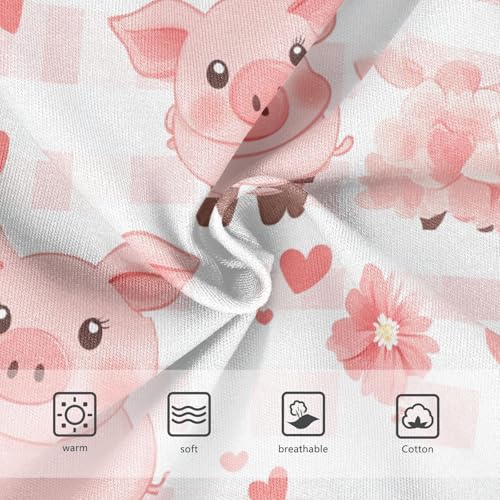 Wusikd Cute Cartoon Pig Girls' Underwear Cotton Pink Hearts Flower Girls Briefs Soft Toddler Underwear 2T3