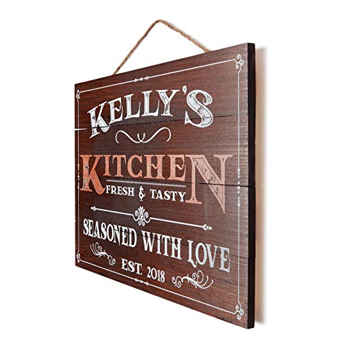 Artblox Personalized Wooden Kitchen Wall Decor | Farmhouse Kitchen Decor | Last Name Signs for Home | Family Sign | Housewarming Gifts | Wedding Gift - (13x9) - Brown