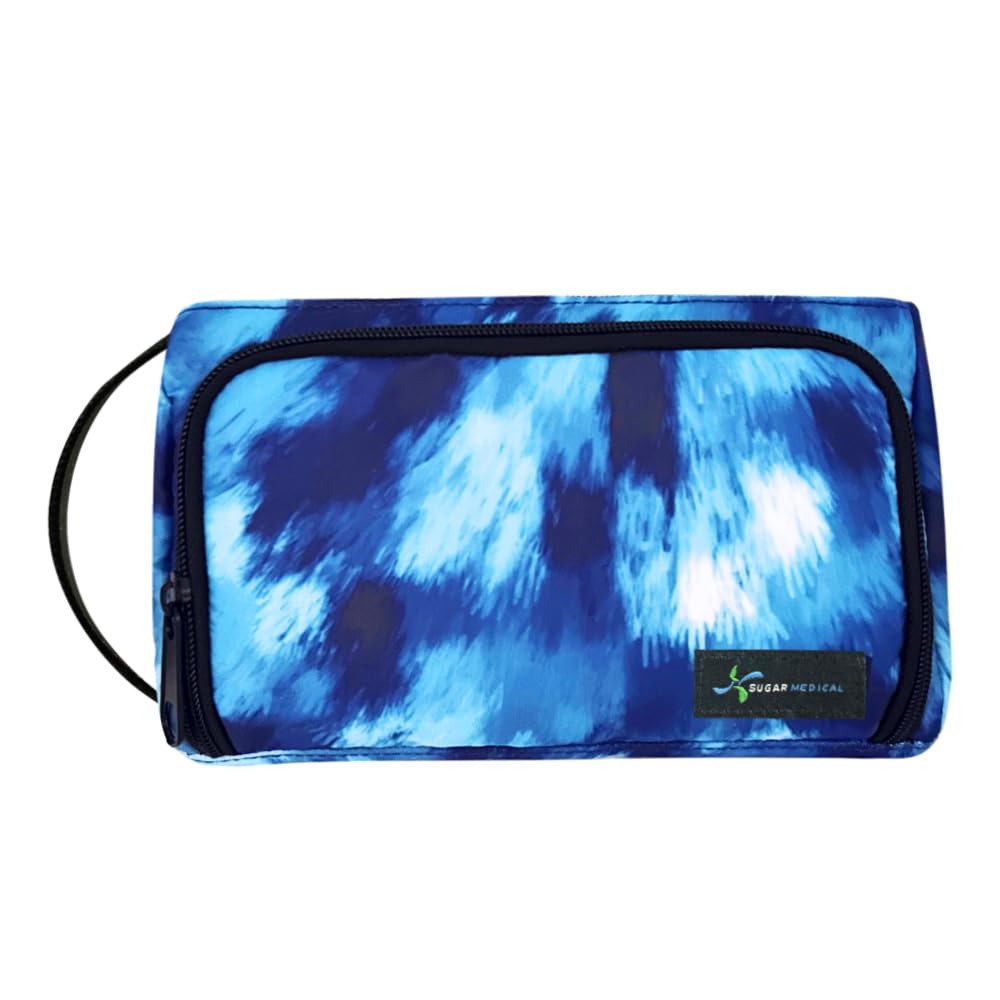 Sugar Medical Insulated Diabetes Insulin Pen Case Organizer – Diabetic Travel Bag for Insulin Pens, Glucose Meter & Supplies with Ice Pack (Waves)