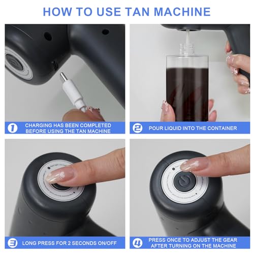 Cordless Spray Tan Machine Rechargeable Spray Tan Gun-Professional Melanin Support Technology-Faster Tan Results for Self Tanner Travel Beach Salon Home Mobile Tan