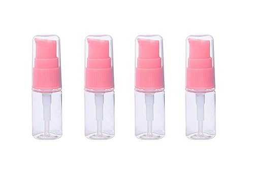 Miniatura 4 de Botella de bomba de loción de plástico transparente recargable portátil de 0.3 fl oz 0.34 oz con cabezal de bomba de prensa rosa, maquillaje