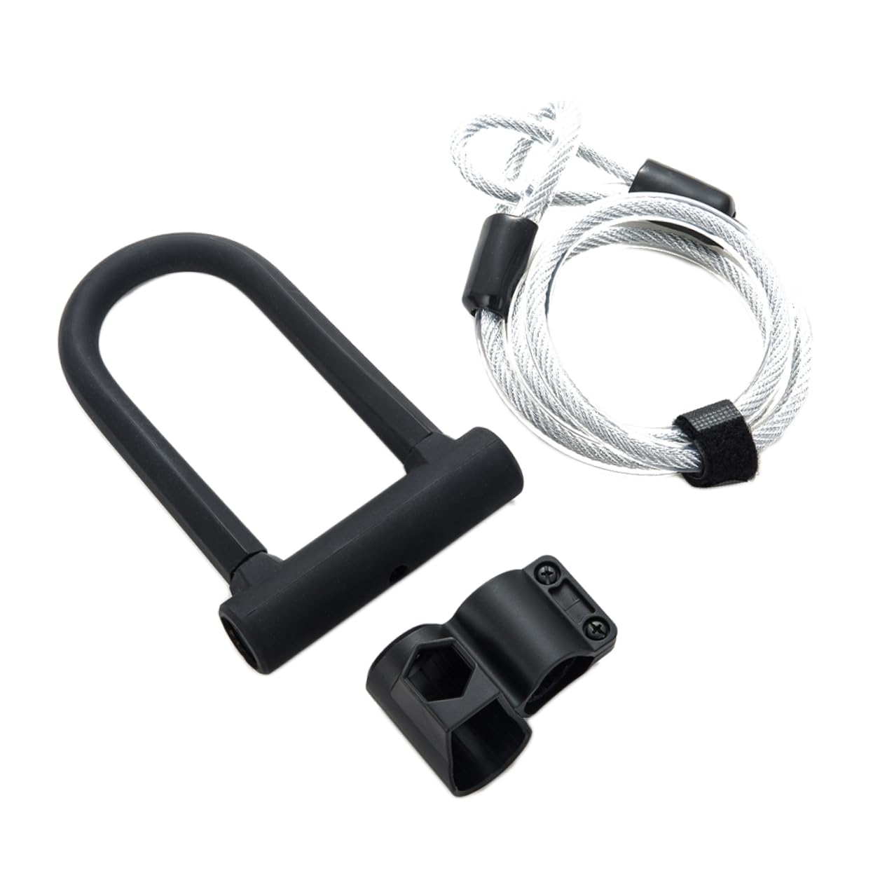 HEMOTON Heavy Duty U Lock with Cable Lock Secure Theft Bike U Shackle Lock for Bicycles Scooters Gates Fences Lightweight Design Black Protection