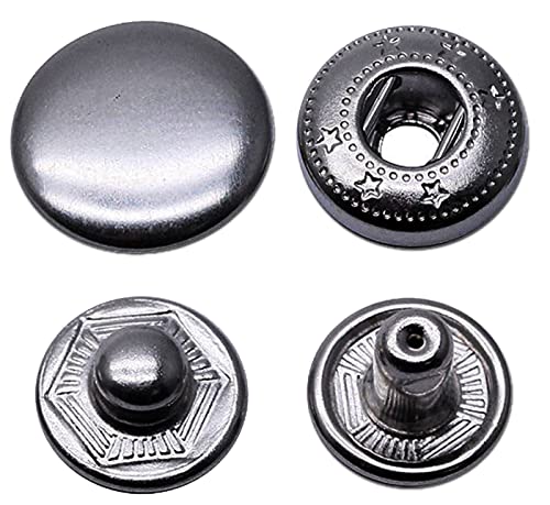 Anorak Schwarz Druckknöpfe 20set 15mm Metall Kleidung Druckknöpfe für Lederhandwerksjacke Handtasche Brieftasche