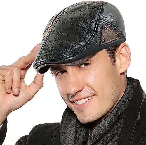 帽子 y's for men leather docking beret hat FEOYA Men's Leather Flat Caps Gatsby Beret Hat Irish Newsboy Cap