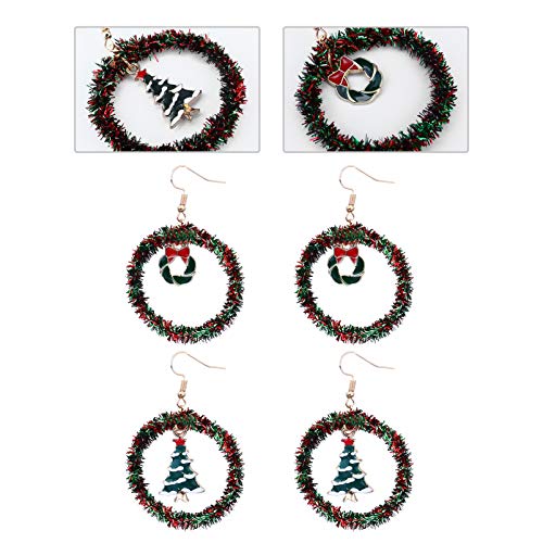 ARTIBETTER 2 pares de brincos de Natal para mulheres Boho Mini grinalda brincos de árvore de Natal,
