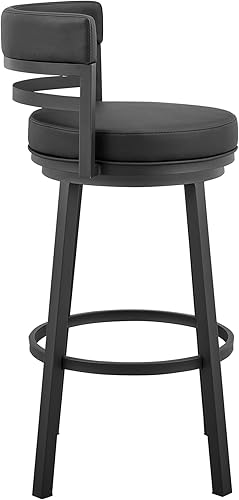 Miniatura 91 de Armen Living Madrid - Taburete giratorio de 30 pulgadas de altura de barra de cuero sintético gris moderno y acero inoxidable cepillado para Gris y