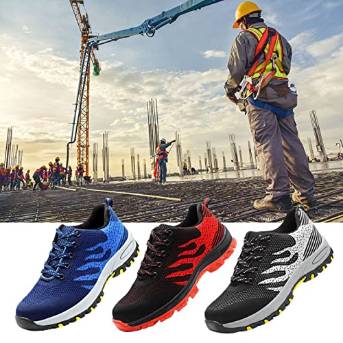 Zapatos de Seguridad para Hombre Zapatillas Zapatos de Mujer Seguridad de Acero Ligeras Calzado de Trabajo para Comodas Unisex Zapatos de Industria y Construcción 115-Rojo 44