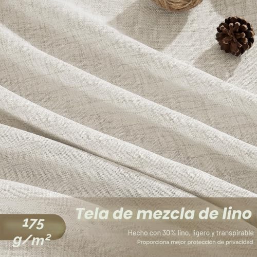 Cortinas largas de lino premium en tono beige para salones modernos 5