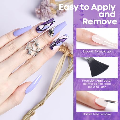 Image of DUDUSTRONG Bolt Bee Gel Glossy Finish Nail Polish Kit Gel Nail Polish Set - Purple 6 Colors Gel Polish Set Purple Glitter Nail Polish Soak Off 2023 For Women (A1 Lavender(17+16+57+77+14+13)), 90 Ml