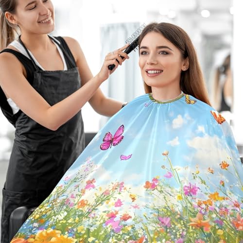 Capa de Corte de Cabello Vibrant Wildflower Meadows Impermeable Profesional de Barbería con Cierre de Broche Ajustable para Estilismo y Peluquería miniatura 7