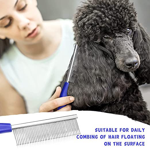 SPYNET Pet Comb + Grooming Hand Glove – Dog Grooming Combo Set Single Side Steel Comb Grooming Kit for Long and Short Hair Pets Dogs & Cats – Color May Vary