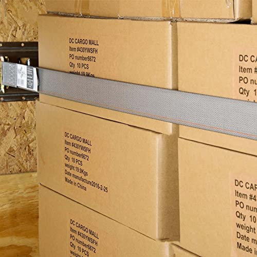 Dc Cargo E-Track Ratcheting Straps Cargo Tie-Downs, (Pack Of 2) 2 X 16 Heavy Duty Grey Polyester Tie-Down Rachet Straps, Strong Ratchet Strap, E-Track Spring Fittings, Tie Down Motorcycle #TOP6