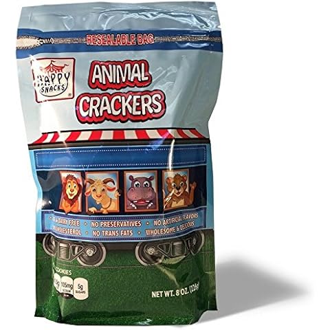 HAPPY SNACKS, CRCKRS, CIRCUS ANML, BAG, Pack of 6, Size 8 OZ - No Artificial Ingredients Dairy Free Contains Refined Sugar Low Sodium Cover