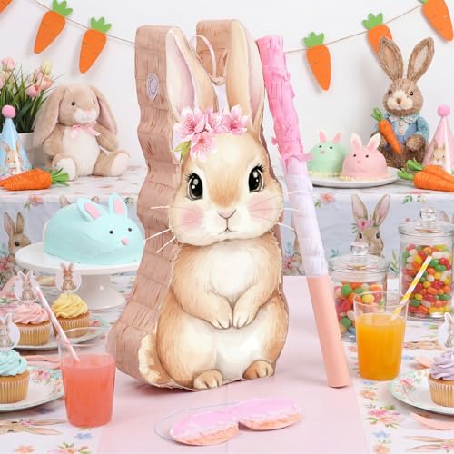 Harrycle Bunny Piñata with Blindfold, Bat and Filler, Funny Cute Bunny Party Favors for Cute Rabbit Theme Adults Party Supplies Decoration by Harrycle - Used condition - Image 5
