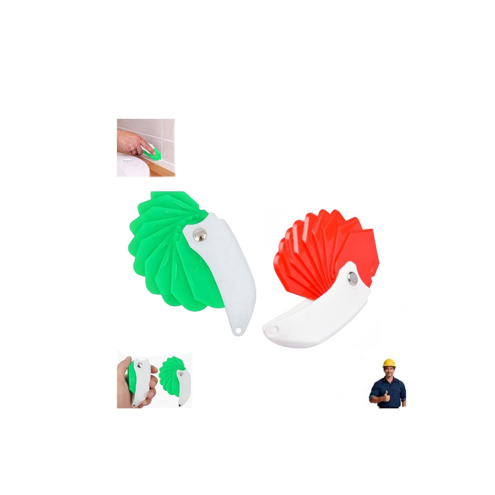 Multipurpose 9-in-1 Spatula Caulking Tool,Foldable Spatula & Sealant Applicator with Scraper Edges,PP Folding Smooth Seam Tool with Different Scraping Heads and Angles,for Bathroom Kitchen Window