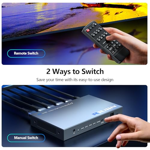 Image of HDMI Video Wall Controller, TV Wall Controller, Up to 4K 60HZ Processor, 180 Rotation, Audio, IR Remote, 2x2,1x2,1x3,1x4,2x1,3x1,4x1, Make 4 tv Screens into Wall Display